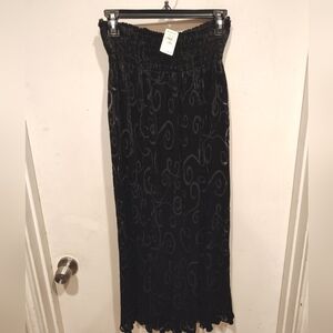 Janet Kaneko NWT Black Velvet Burnout Swirl Pattern Maxi Skirt Sz L Gothic Artsy